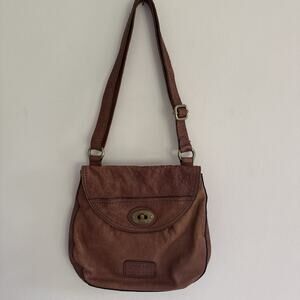 Vintage Fossil Soft Leather Crossbody Organizer/Messenger Purse Handbag
